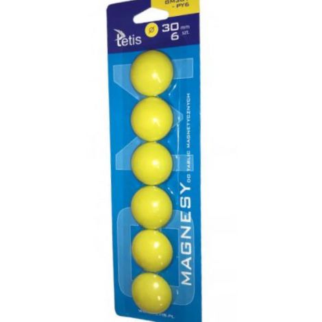 Magnesy Tetis 3cm Żółte, 6szt